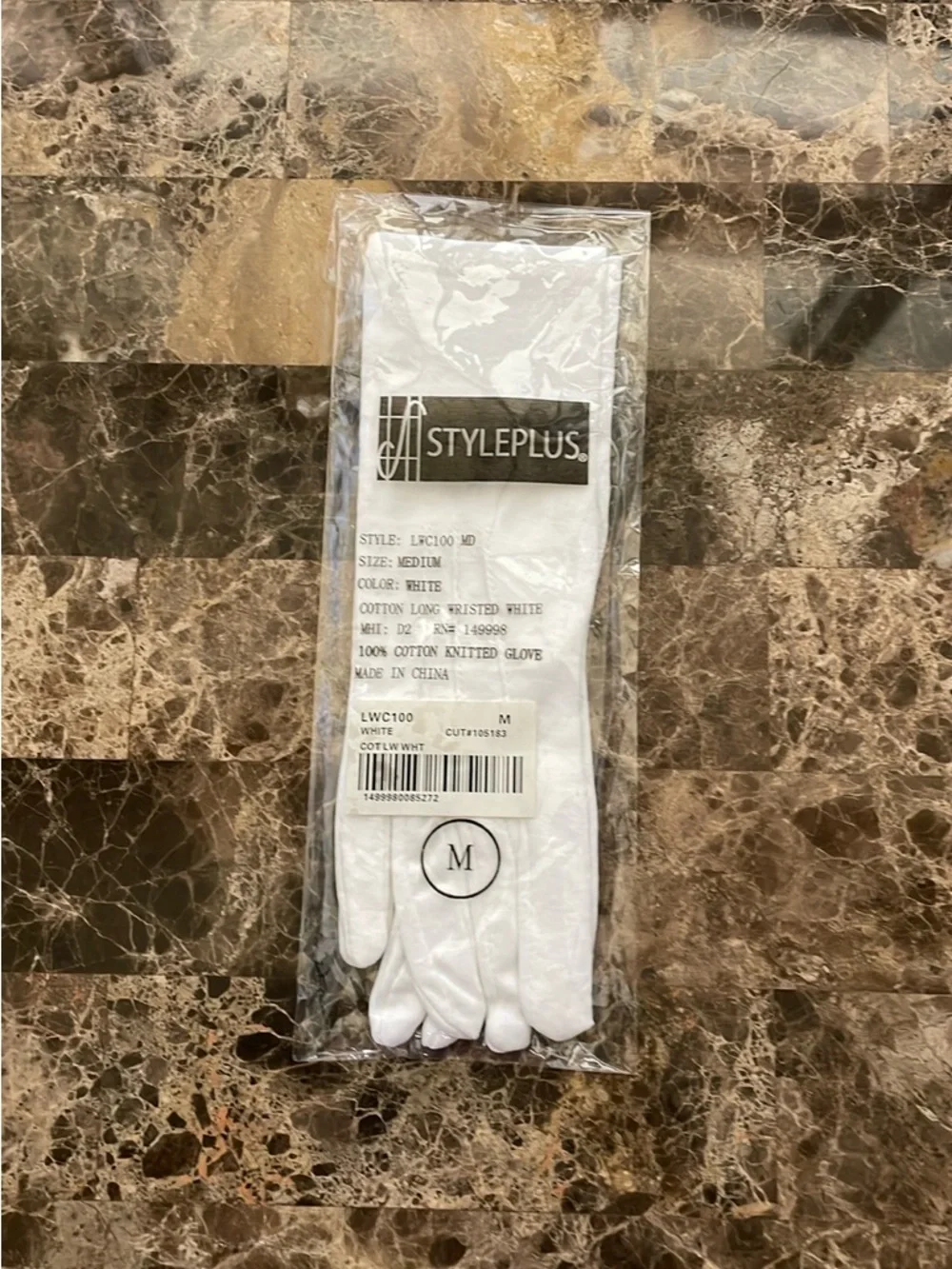 Kids White Cotton Knit band Gloves - Medium